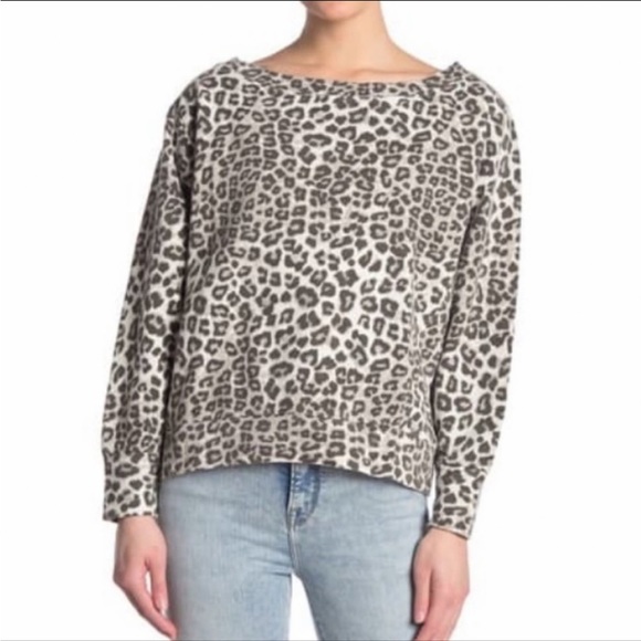 NWT Good American Size 1 Small Leopard Pullover Sweater Brown Black - Picture 1 of 8